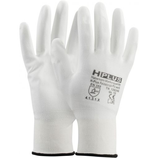 Gant de protection pour le montage H-Plus tricot fin, en PU, blanc | Gants pour le montage